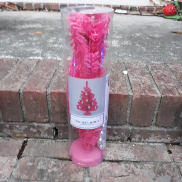 Mini Pink Table Top 16 Inch Christmas Tree - Includes Ornaments - Picture 3 of 4